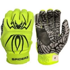 2022 Spiderz Hybrid Batting Gloves: Neon Yellow/Black