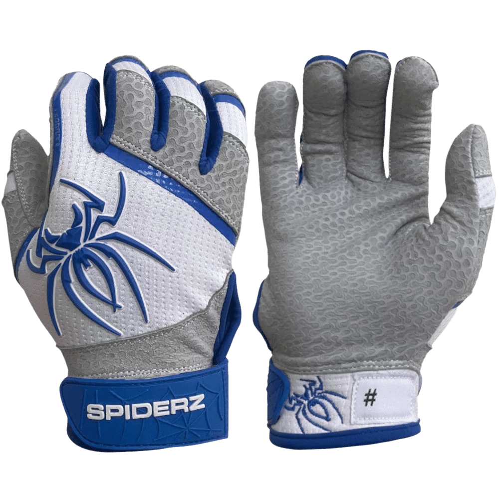 2022 Spiderz PRO Model Batting Gloves: White/Royal Blue 1 2022 Spiderz PRO Model Batting Gloves: White/Royal Blue