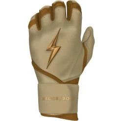 Bruce Bolt PREMIUM PRO Gold Series Batting Gloves: Long Cuff -BatPower Deals Sales LC GLD LEFT