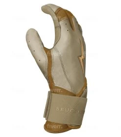 Bruce Bolt PREMIUM PRO Gold Series Batting Gloves: Long Cuff -BatPower Deals Sales LC GLD SIDE