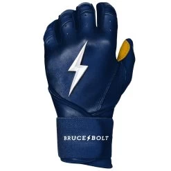 Bruce Bolt PREMIUM PRO Long Cuff Batting Gloves: Navy -BatPower Deals Sales LC NVYG LEFT