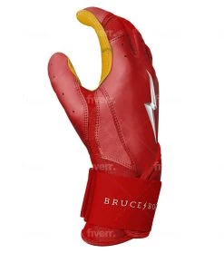 Bruce Bolt PREMIUM PRO Long Cuff Batting Gloves: Red -BatPower Deals Sales LC REDG SIDE