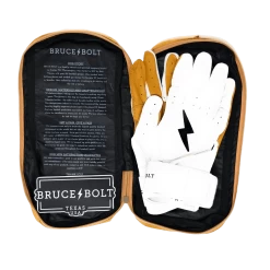 Bruce Bolt PREMIUM PRO Long Cuff Batting Gloves: White -BatPower Deals Sales LC WHTG BAG2