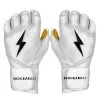Bruce Bolt PREMIUM PRO Long Cuff Batting Gloves: White