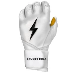 Bruce Bolt PREMIUM PRO Long Cuff Batting Gloves: White -BatPower Deals Sales LC WHTG LEFT