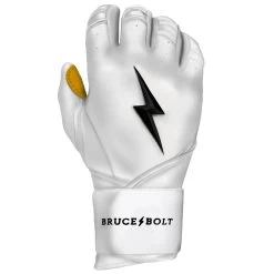 Bruce Bolt PREMIUM PRO Long Cuff Batting Gloves: White -BatPower Deals Sales LC WHTG RIGHT