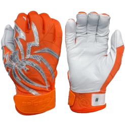 2022 Spiderz PRIZM Batting Gloves: Orange/Silver