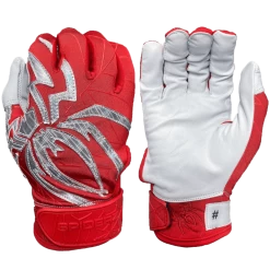 2022 Spiderz PRIZM Batting Gloves: Red/Silver