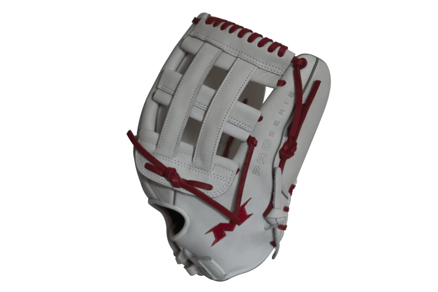 Miken Pro Series 13.5" Slow Pitch Fielding Glove - White/Scarlet: PRO135WS 4 Miken Pro Series 13.5" Slow Pitch Fielding Glove - White/Scarlet: PRO135WS - Image 4