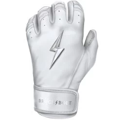 Bruce Bolt PREMIUM PRO Chrome Series Short Cuff Batting Gloves: White -BatPower Deals Sales SC CHRW LEFT
