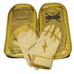 Bruce Bolt PREMIUM PRO Gold Series Batting Gloves: Short Cuff -BatPower Deals Sales SC GLD BAG2