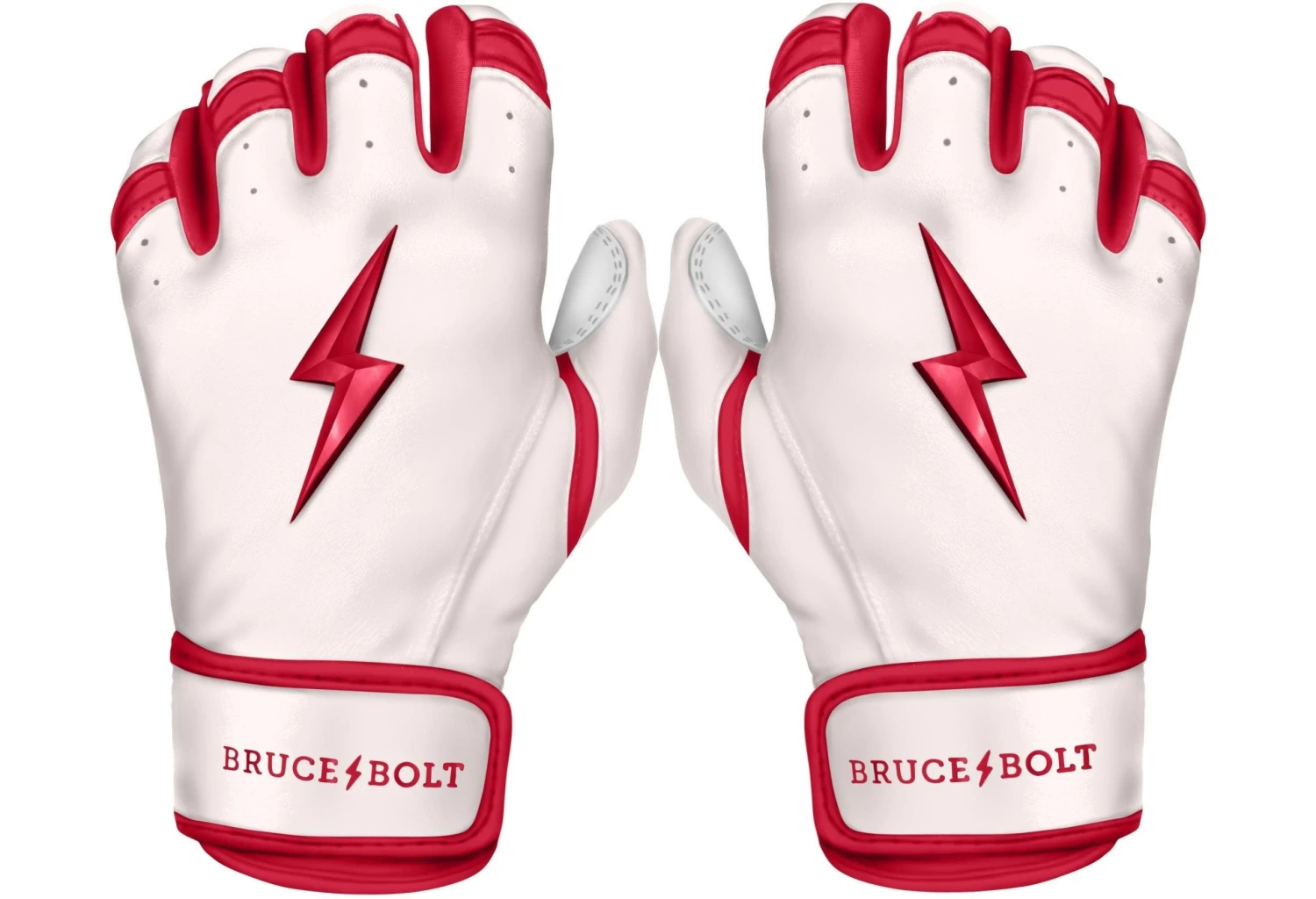 Bruce Bolt PREMIUM PRO BADER Series Short Cuff Batting Gloves: White 1 Bruce Bolt PREMIUM PRO BADER Series Short Cuff Batting Gloves: White