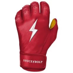 Bruce Bolt PREMIUM PRO Short Cuff Batting Gloves: Red -BatPower Deals Sales SC REDG LEFT