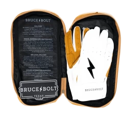 Bruce Bolt PREMIUM PRO Short Cuff Batting Gloves: White 14 Bruce Bolt PREMIUM PRO Short Cuff Batting Gloves: White -BatPower Deals Sales SC WHTG BAG2