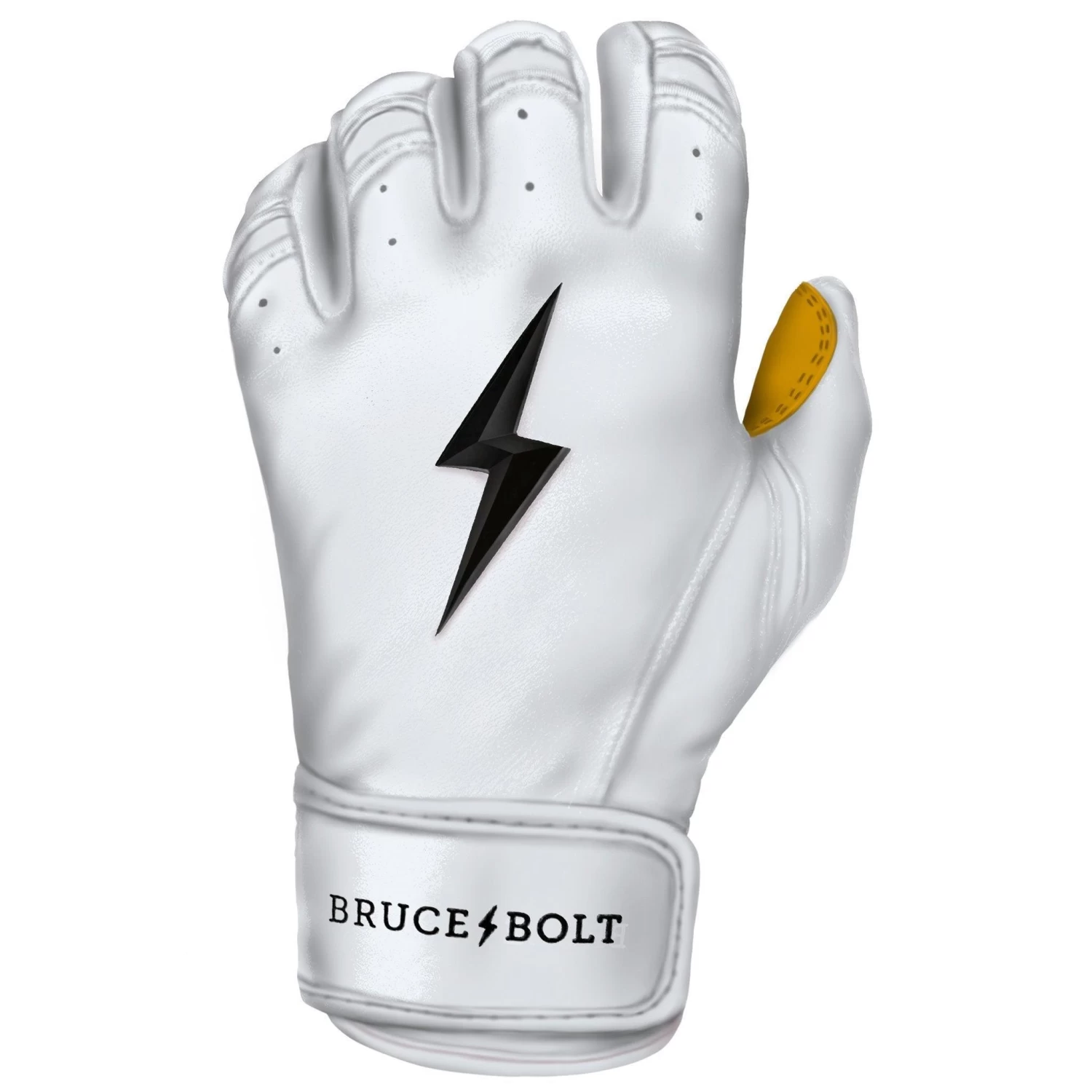 Bruce Bolt PREMIUM PRO Short Cuff Batting Gloves: White 8 Bruce Bolt PREMIUM PRO Short Cuff Batting Gloves: White - Image 8
