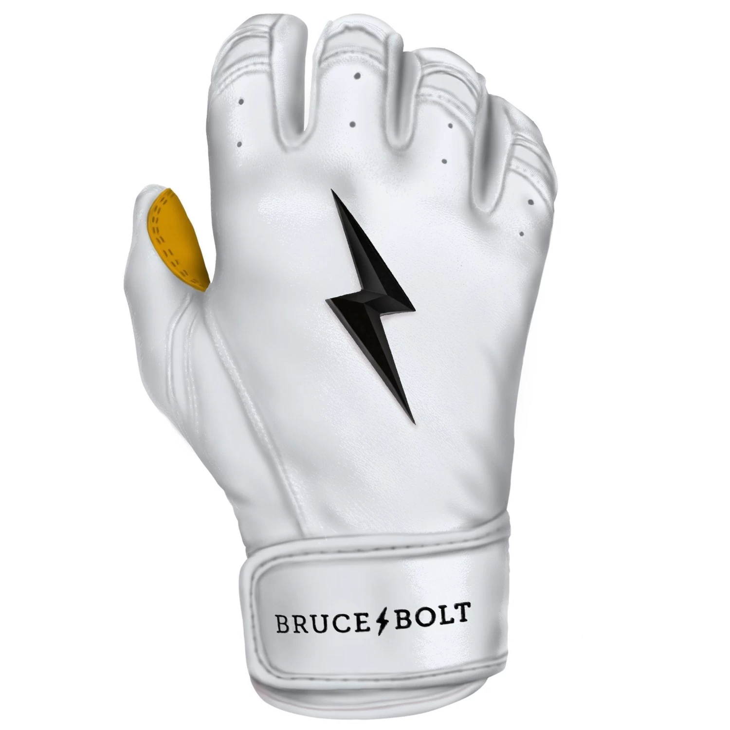 Bruce Bolt PREMIUM PRO Short Cuff Batting Gloves: White 9 Bruce Bolt PREMIUM PRO Short Cuff Batting Gloves: White - Image 9