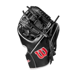 Wilson 10" Infield Baseball Training Glove: WBW100909 6 Wilson 10" Infield Baseball Training Glove: WBW100909 -BatPower Deals Sales WBW100909 2 WILSON A1 IF TRAINER 10 Boys Black White Red